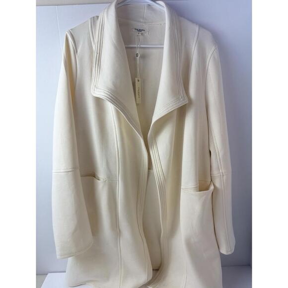Max Studio Jackets & Blazers - Max Studio Coat Womens Large‎ Beige Scuba Drape Collar Long Sleeve Tunic